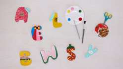 An assortment of letters made by Suzy Ultman in her Creativebug class Sustainable Play: Upcycled Alphabet Daily Practice