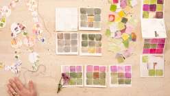 An assortment of swatches from Lorene Edwards Forkner's class Color In and Out of the Garden class on Creativebug