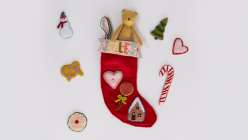 A stocking made in Rebecca Ringquist's 12 Days of Christmas: Sew an Heirloom Stocking class on Creativebug