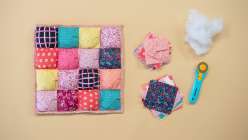 A tiny quilt made by Faith Hale in her Sew a Puff Quilt class on Creativebug