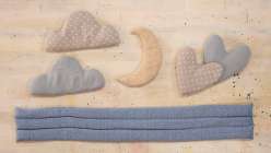 Heating pads in heart, cloud, and moon shapes from Sanae Ishida's Sew a Heating Pad Creativebug class