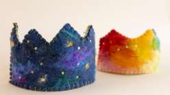 Two felted crowns made by Melissa of Hex House Crowns in her Wool Felting: Make an Heirloom Celebration Crown class on Creativebug