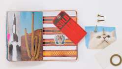 A colorful junk journal spread made by Faith Hale in her Junk Journaling Daily Practice class on Creativebug.