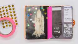 A junk journal spread made by Faith Hale in her Junk Journaling Daily Practice class on Creativebug.