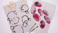 Blown-up images of popcorn and beans made by e bond in her Drawing Disrupted: 15 Experiments class on Creativebug.