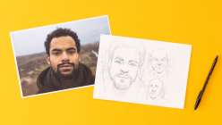A portrait of a man drawn by David Tenorio in his Drawing Portraits in Ballpoint Pen class on Creativebug.