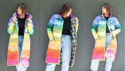 Rainbow Gradient Quilted Coat: A Daily Practice