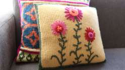 Embroidered Knit Pillow