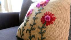 Embroidered Knit Pillow with Kristin Nicholas