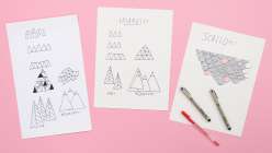 Three pages of drawings by Lisa Congdon from her Basic Line Drawing class on Creativebug.