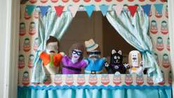 Amelia Strader teaches this crafts for kids class and how to make this homemade puppet stage for kids. This is a great summer kids crafting project to do with your children.