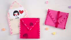 Stamped and Sewn Valentine's Pouches