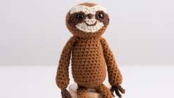 An adorable crocheted amigurumi sloth made in Twinkie Chan's creativebug class.