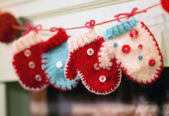 Tiny Mitten Garland Christmas Garland Wool Mittens Holiday Decoration For Her