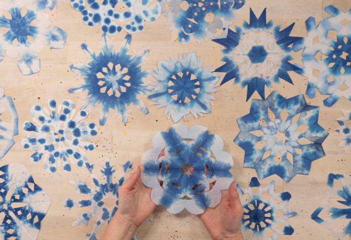 DIY Watercolor Paper Snowflakes