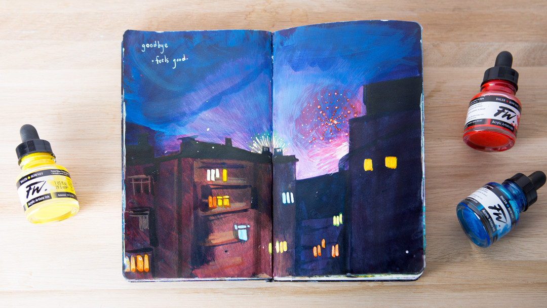 Acrylic Ink Painting Starting a Travel Journal by Missy Dunaway