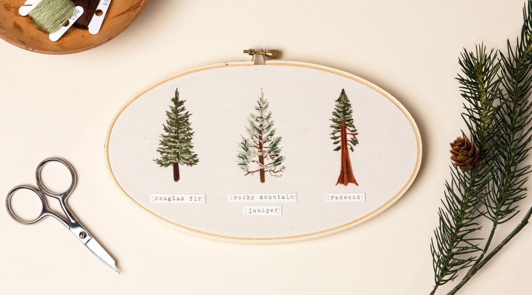 Thread Painting: Embroider Evergreen Trees