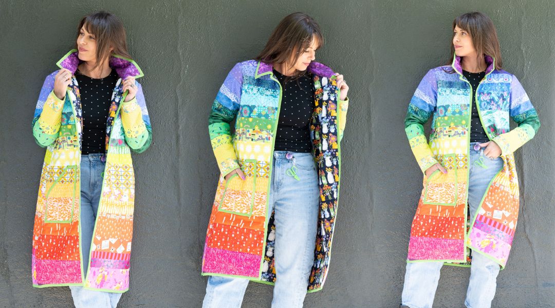 Rainbow Gradient Quilted Coat: A Daily Practice