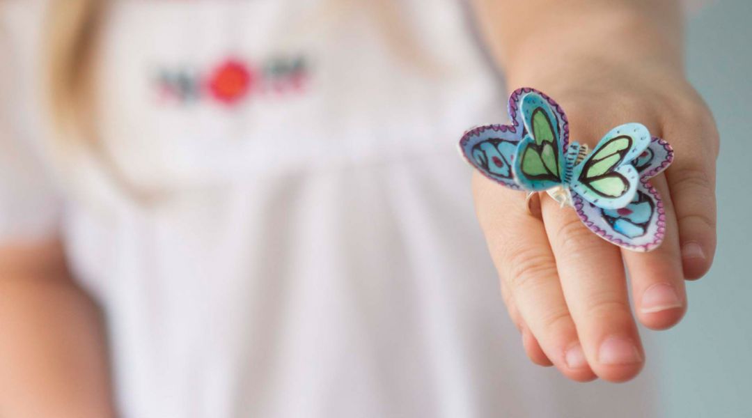 Kids Cricut Crafts: Watercolor Butterfly Rings