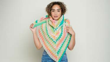 Staggered Stripes Crochet Shawl