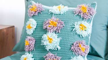 Abstract Garden Puffs Crochet Pillow