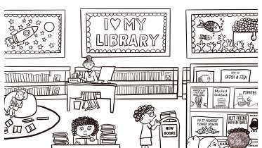 I Heart My Library Coloring Page