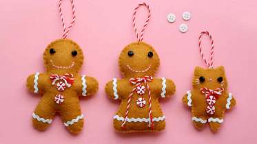 Hand-Stitched Gingerbread Ornaments