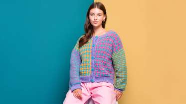 Mixed Houndstooth Crochet Cardigan