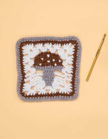 Mellow Mushroom Crochet Granny Square