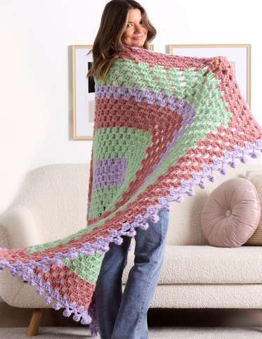 Bobble Edge Crochet Granny Blanket