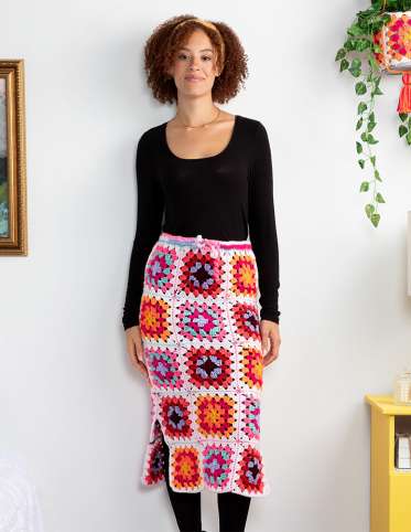 Crochet Granny Square Midi Skirt