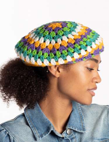 Granny Stripes Crochet Beret