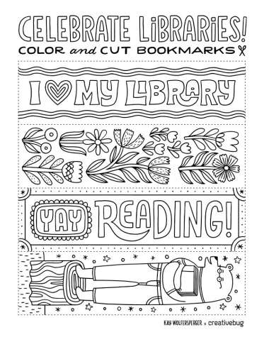 I Love My Library Color-In Bookmarks