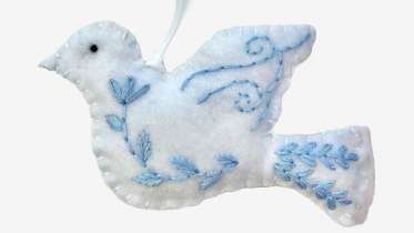 Embroidered 3D Dove Ornament