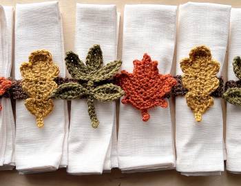 Crochet Autumn Leaf Napkin Rings