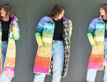 Rainbow Gradient Quilted Coat: A Daily Practice