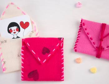 Stamped and Sewn Valentine's Pouches